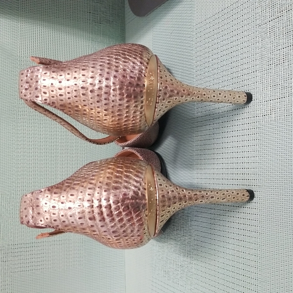 Calvin Klein Gold Peep toe with ankle strap Shoes - Picture 3 of 12